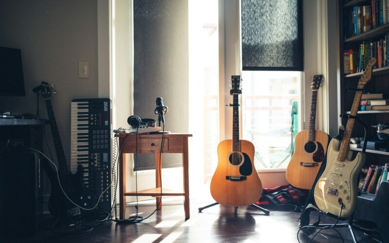 AI music royalty calculator planning in a music studio